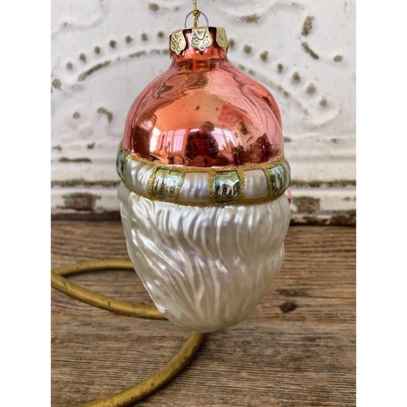 Vintage Blown Glass Santa Clause Face Christmas Ornament - Picture 2 of 9